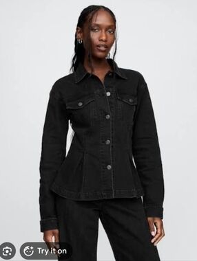 GAP Black Peplum Denim Jacket